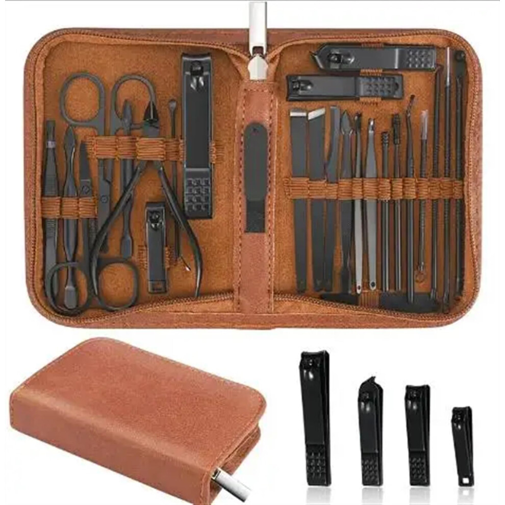 26 in 1 Professional Manicure Set Stainless Steel Nail Clippers Kit with Compact Travel Case