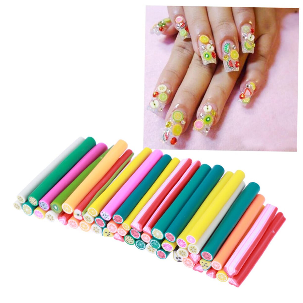 50pcs Polymer Clay Cane Sticks for DIY Nail Art Decoration Fruit Design Manicure and Crafting