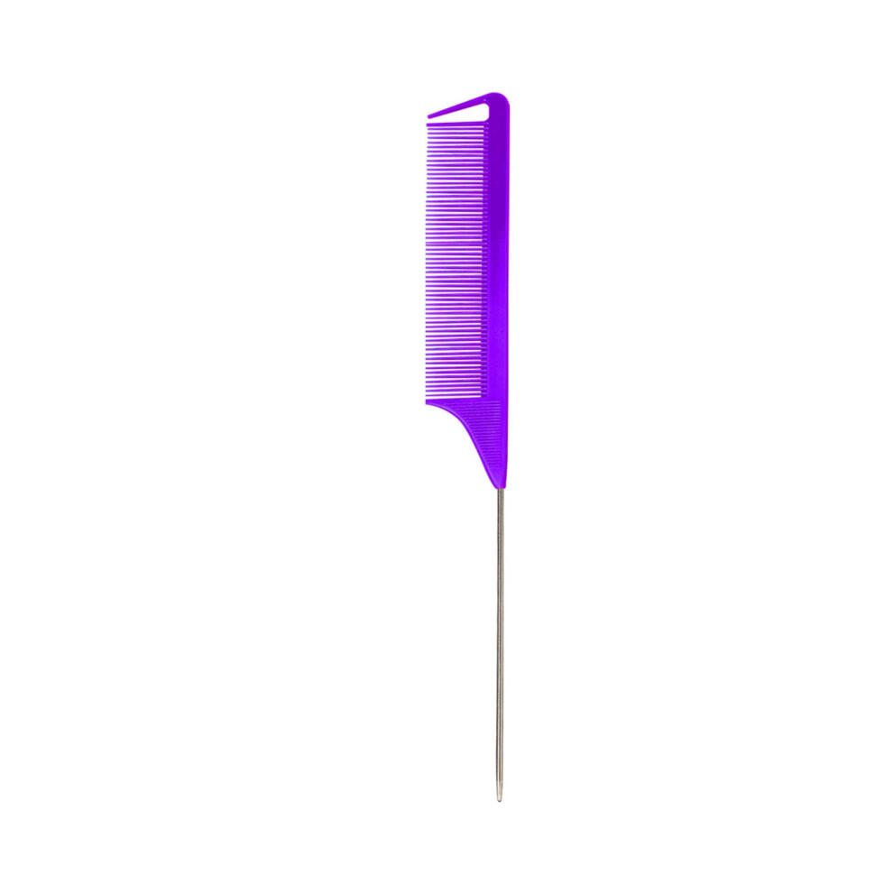 Unisex Tail Comb With Extralong Metal Pin For Precise Hair Sectioning And Antistatic Styling