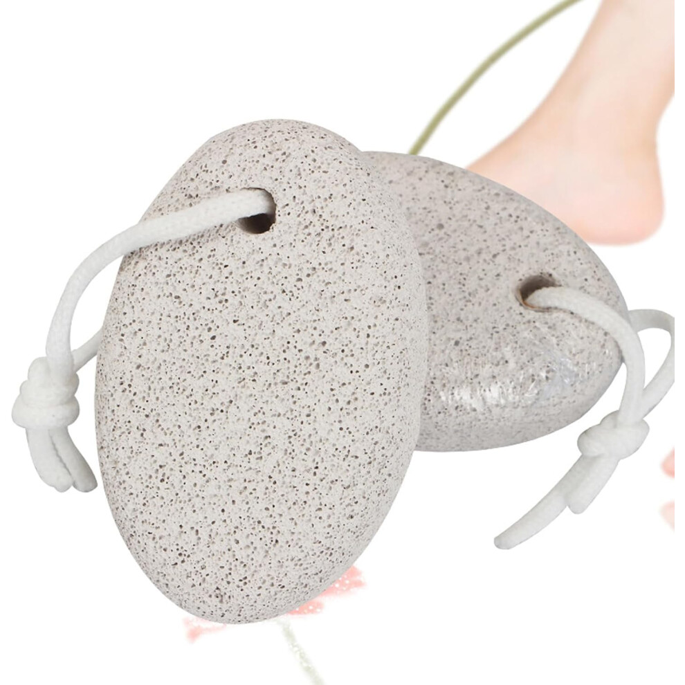 Pumice Stone for Feet 2 Pack, Natural Lava Foot Scrubber for Callus and Dead Skin Removal with Hanging Loop