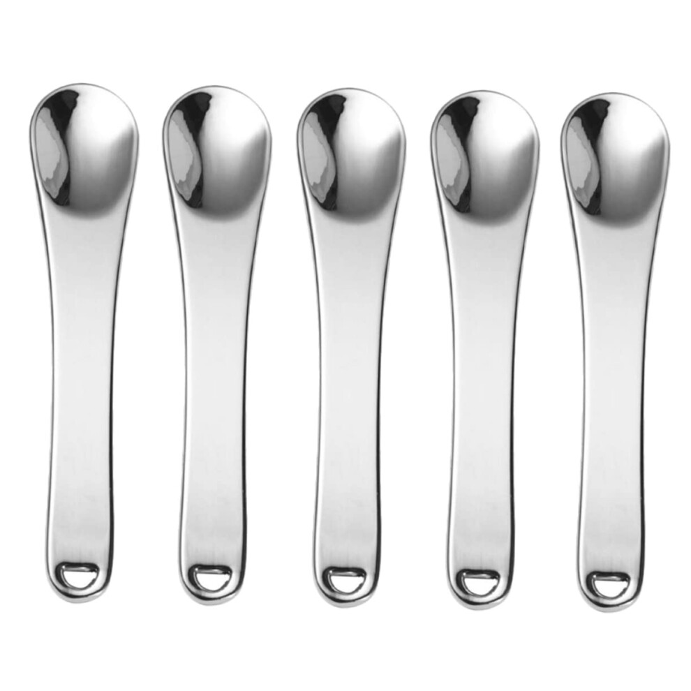 Silver/Cream Mini Skincare Spatula Set For Precision Facial Mask And Eye Application, 5Pcs