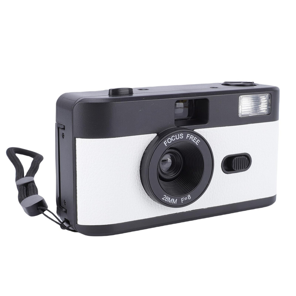 35Mm Reusable Film Camera With Flash Vintage 28Mm F8 Lens For Beginners Kids Black/White 9092120446050