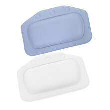 2pcs Ergonomic Bath Pillow for Tub with Neck Support and Suction Cups Blue White Foam Spa Comfort