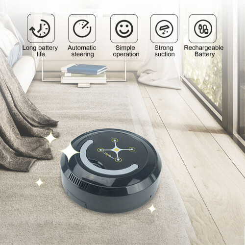 Portable Robotic Dust Sweeper with Microfiber Fabric, Automatic Direction Change Function, Suitable for Hardwood and Tile Surfaces 2