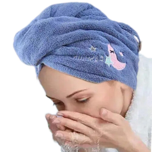 Microfiber Hair Towel Wrap Quick Drying Bamboo Blend with Secure Button Strap for Heat Damage Reduction 1