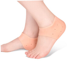 Silicone Gel Heel Socks with Deep Hydration and NonSlip Grip for Cracked Heels Women Skin Color