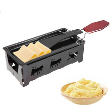 Raclette Grill Cheese Melting Pan with Spatula, NonStick Foldable Handle for Meat and Vegetables