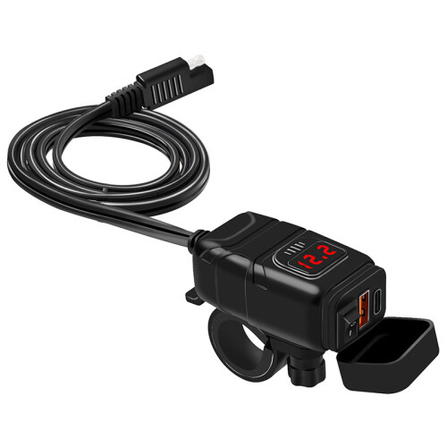 USB-C / USB-Schnellladegerät für Auto und Motorrad Black