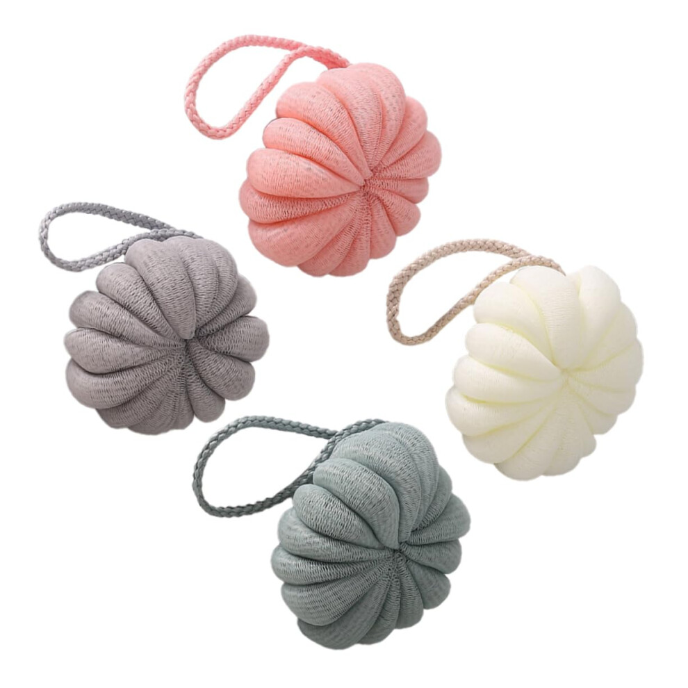 Shower Loofah Set 4pcs Soft Mesh Bath Sponge for Gentle Skin Exfoliation with QuickDry Rope