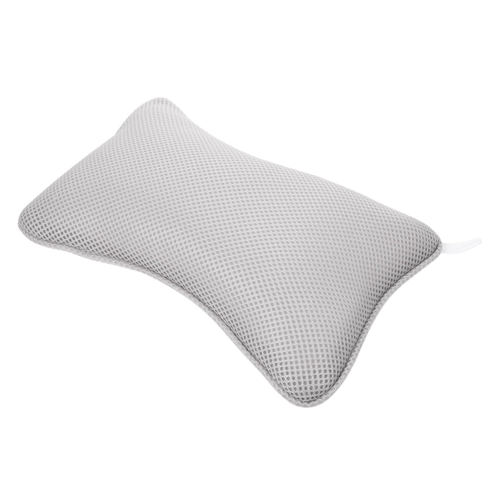 Bathtub Pillow with Neck and Back Support, Strong Suction Grip, QuickDry Comfort Fabric, Grey