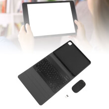 Custodia per tastiera RGB in PU con mouse, modalità Bluetooth doppia, nero 11 pollici