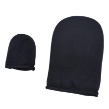 Self Tanning Mitt Set with Back Applicator, Reusable Flocking Gloves for Even Coverage, Black