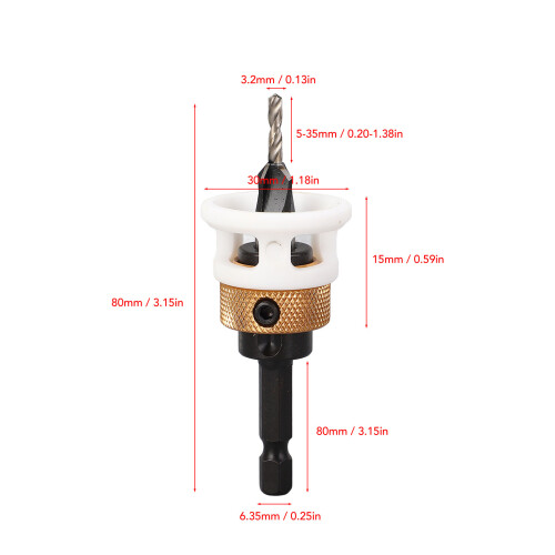 Countersink Drill Bit Set with Depth Stop & Storage 1/4 Inch Hex Shank 1