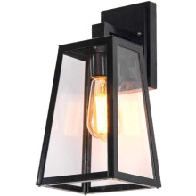Modern Black Outdoor Wall Light with Stainless Steel and Tempered Glass for Porch and Doorway