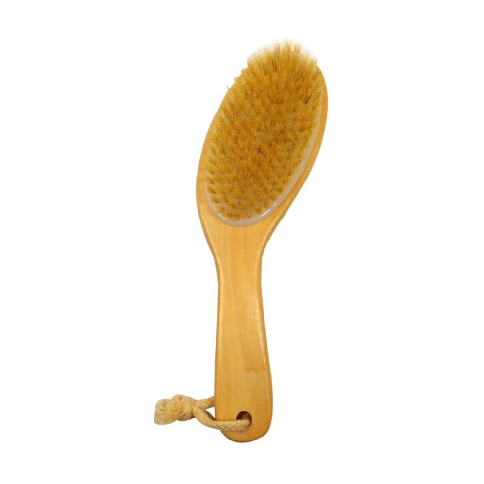 Boar Bristle Bath Brush with Long Wooden Handle for Exfoliating and Smooth Skin