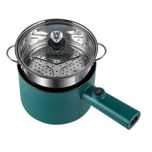 Electric Hot Pot 1.8L Multifunctional Cooker with Steamer NonStick Fast Heating for 12 Person Green