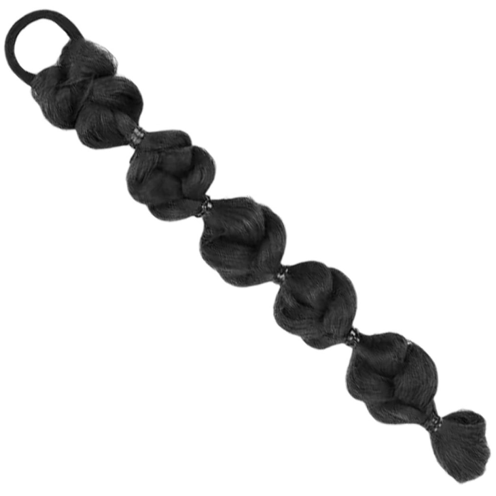 Braided Ponytail Extension Heat Resistant Long Black Synthetic Hairpiece with Secure Elastic Tie