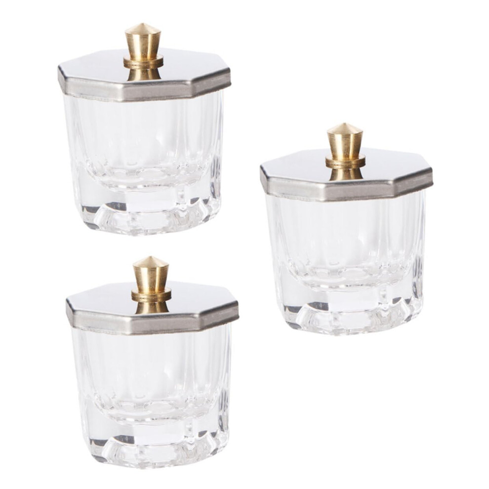 Acrylic Nail Liquid Holder Set with Lid, SpillResistant Crystal Dappen Dish for Nail Art