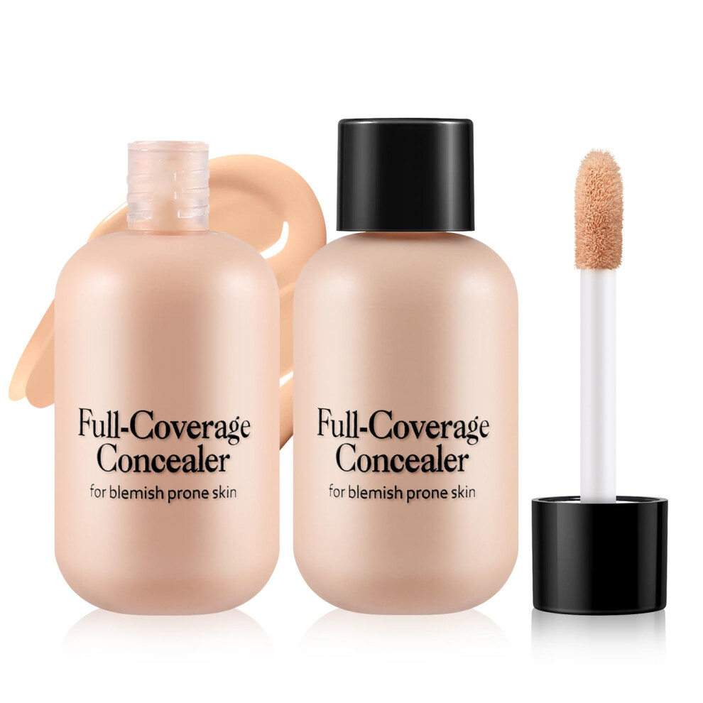 Cream Liquid Concealer Waterproof Full Coverage Matte Finish, Longlasting Lightweight 02 Medium And 03 Deep