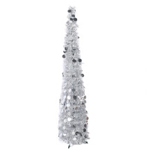 4.9ft PET Pop Up Xmas Tree Artificial Indoor Holiday Decor Silver