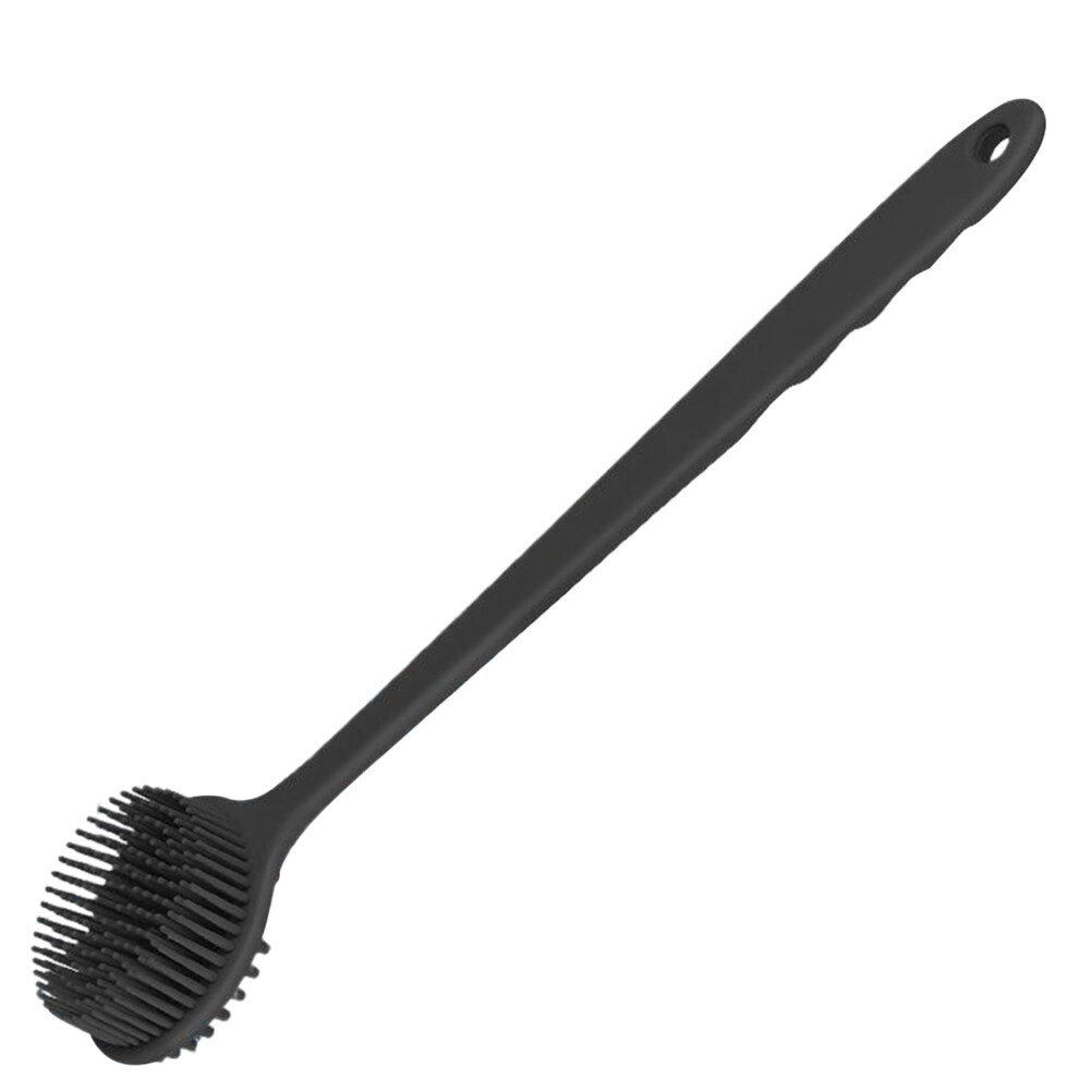 Silicone Body Scrubber with Long Handle, DualSided Exfoliating Shower Brush, NonSlip Grip