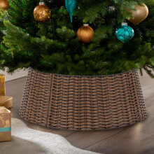 Christmas Tree Collar 23 Inch Handmade Wicker Rustic Brown Stand Cover for Holiday Decoration