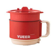 1.5L Folding Electric Hot Pot with Temperature Control, Stainless Steel Mini Ramen Cooker Red