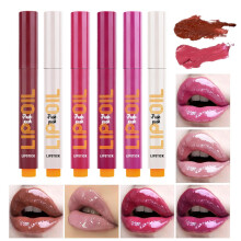 Waterproof Hydrating Lip Gloss Pen Set of 6 with ThreeinOne Lip Care and Long Lasting Color