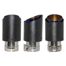 Universal Stainless Steel Car Exhaust Tip Matte Blue Carbon Fiber Turbo Sound Tailpipe