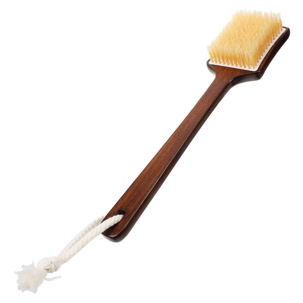 Back Scrubber for Shower with Wooden Long Handle, Natural Bristles Bath Brush for Wet and Dry Use