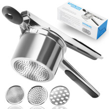 Potato Ricer with 3 Interchangeable Discs Stainless Steel Masher for Smooth Mashed Potatoes and Puree