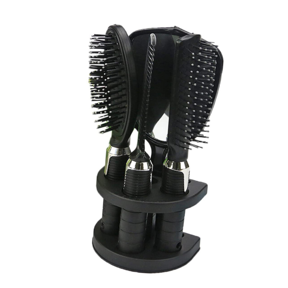 Unisex Detangling Hair Brush And Curling Comb Set With Compact Mirror For Smooth Styling And Travel