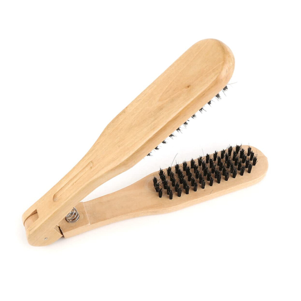 Unisex Hair Straightening Brush With Natural Wood Bristles, Antifrizz Comb For Quick Styling