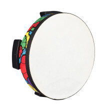 Kids Hand Drum with Sheepskin Head, Colorful Applique, Children Percussion for Early Education