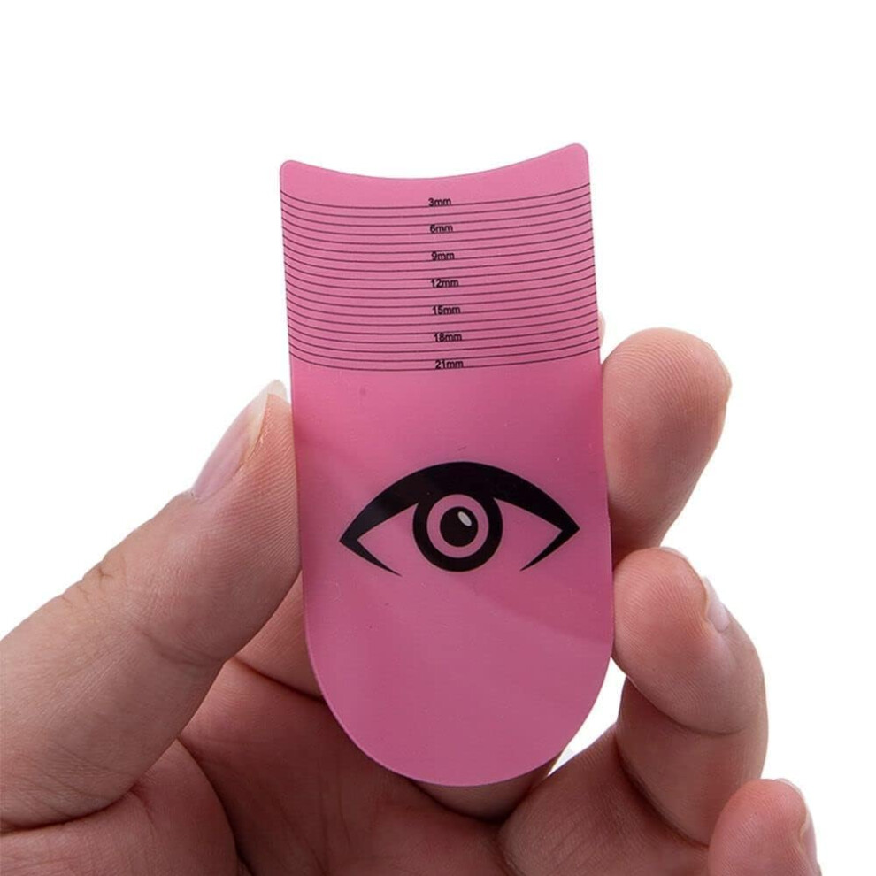 Pink Eyelash Measuring Tool With Stencils For Precise Lash Length, Symmetry And Curl Gauge