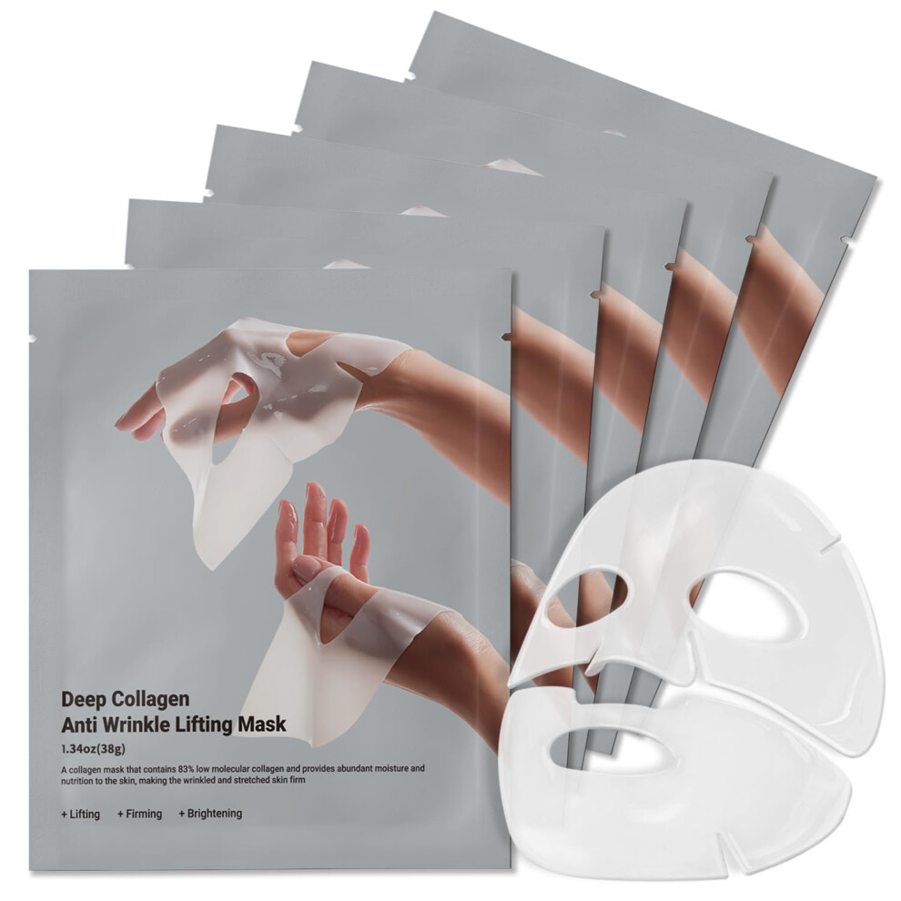 Collagen Face Mask 5 Pack AntiAging Overnight Lifting Firming Deep Hydration for Wrinkle Care