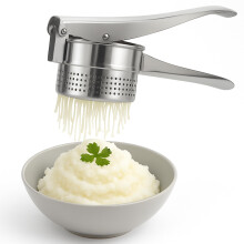 Heavy Duty Stainless Steel Potato Ricer with Ergonomic Handle for Smooth Mashed Potatoes and Baby Food