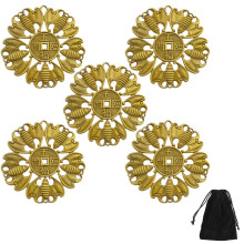 Feng Shui Five Blessings Brass I Ching Coins Set for Good Fortune and Wealth 5PCS