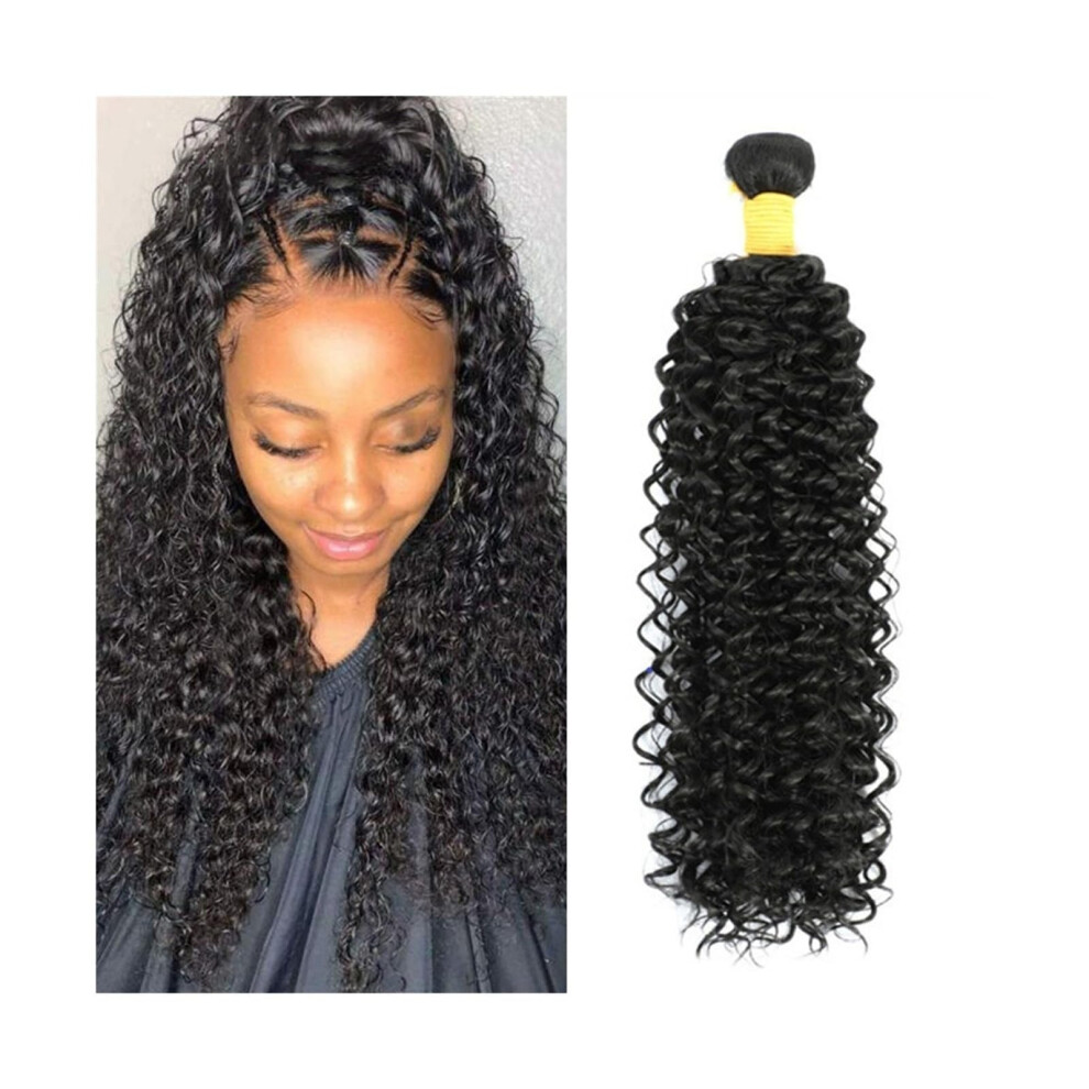 Unisex Kinky Curly Human Hair Bundles Indian Virgin Extensions 20In Natural Color Double Weft Remy Hair