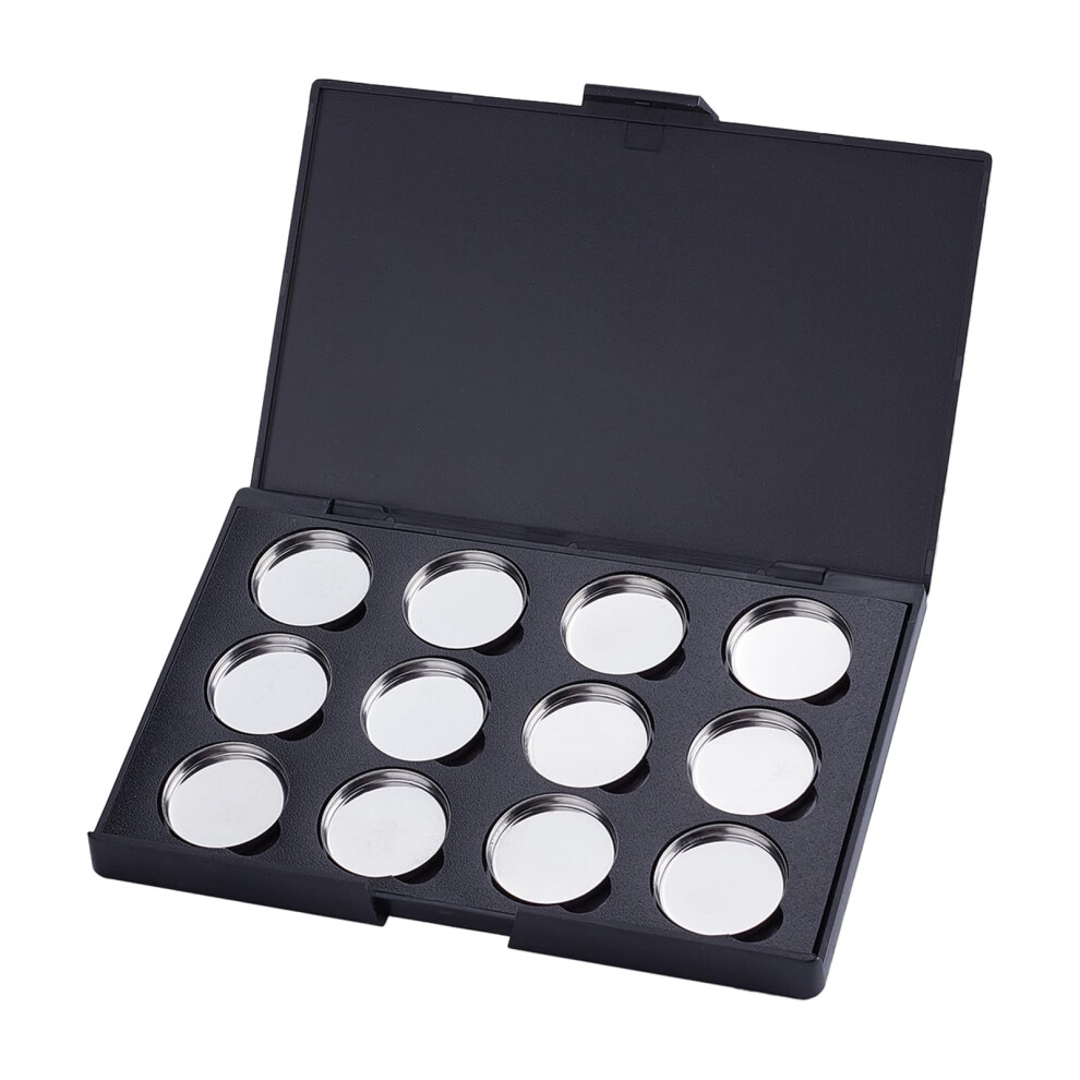 Black Empty Eyeshadow Palette With 12 Pans, Refillable Makeup Palette Organizer For Travel And Blush