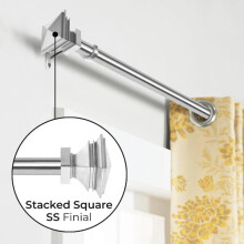 (LAMP DESIGN CHROME, 70cm - 120cm) Extendable Window Rod with 60mm Classic Finial Ring Bracket & Fi