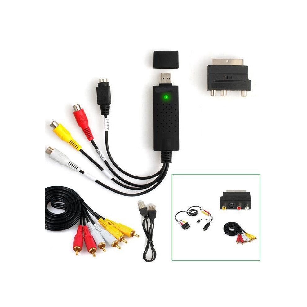 Usb Video Capture Adapter, Analog To Digital Converter Kit, Brightness Contrast Control For Vhs Vcr Hi8 Camcorder Dvd To Pc Mac Plug And Play Easy 9432746002184