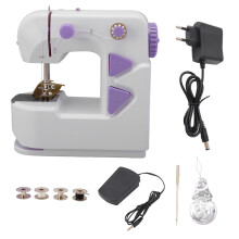 Mini Sewing Machine With Thread Trimming Function And Winding Mechanism Portable For Home And Travel, Double Switch Control With Safety Cover Included