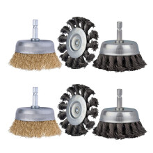 High Density Wire Brush Set For Drills, Crimped Carbon Steel Cup And Wheel Brushes With Quick Release Shank, Ideal For Deburring And Metal Polishing
