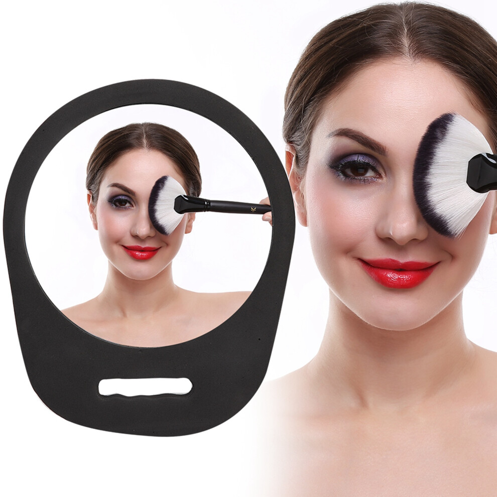 Mini Portable Round PVC Vanity Mirror Black for Makeup and Cosmetics