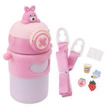 Kids Triple Lock Leak Proof Insulated Water Bottle Vacuum Insulation Shock Resistant Cute Design Straw Cups For Toddlers No Spill Sippy Cup Safe &