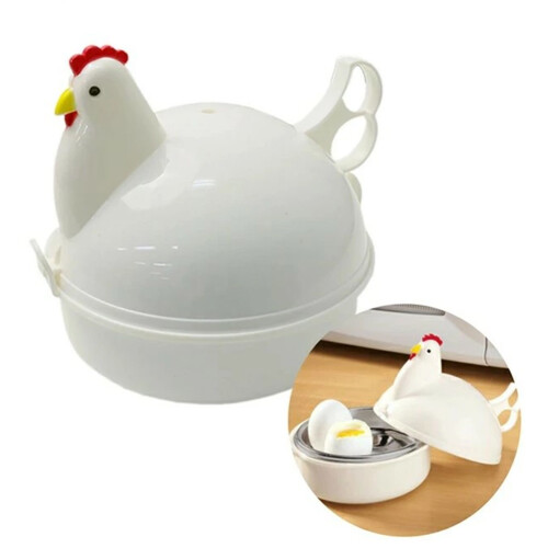 Electric Egg Cooker Chicken Shape Microwave Egg Boiler4Eggs Capacity Egg Steamer Maker With Food Grade Materials Multi Function Automatic