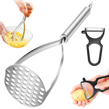 Stainless Steel Potato Masher and Vegetable Peeler Set with Ergonomic NonSlip Grip, Dishwasher Safe