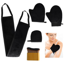 Self Tanning Mitt and Back Applicator 3 in 1 Kit with Brush, DoubleSided Full Body Coverage, Black