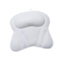 Bathtub Pillow with Quilted Comfort Support, 3D Mesh Bath Headrest, Machine Washable, Suction Cups